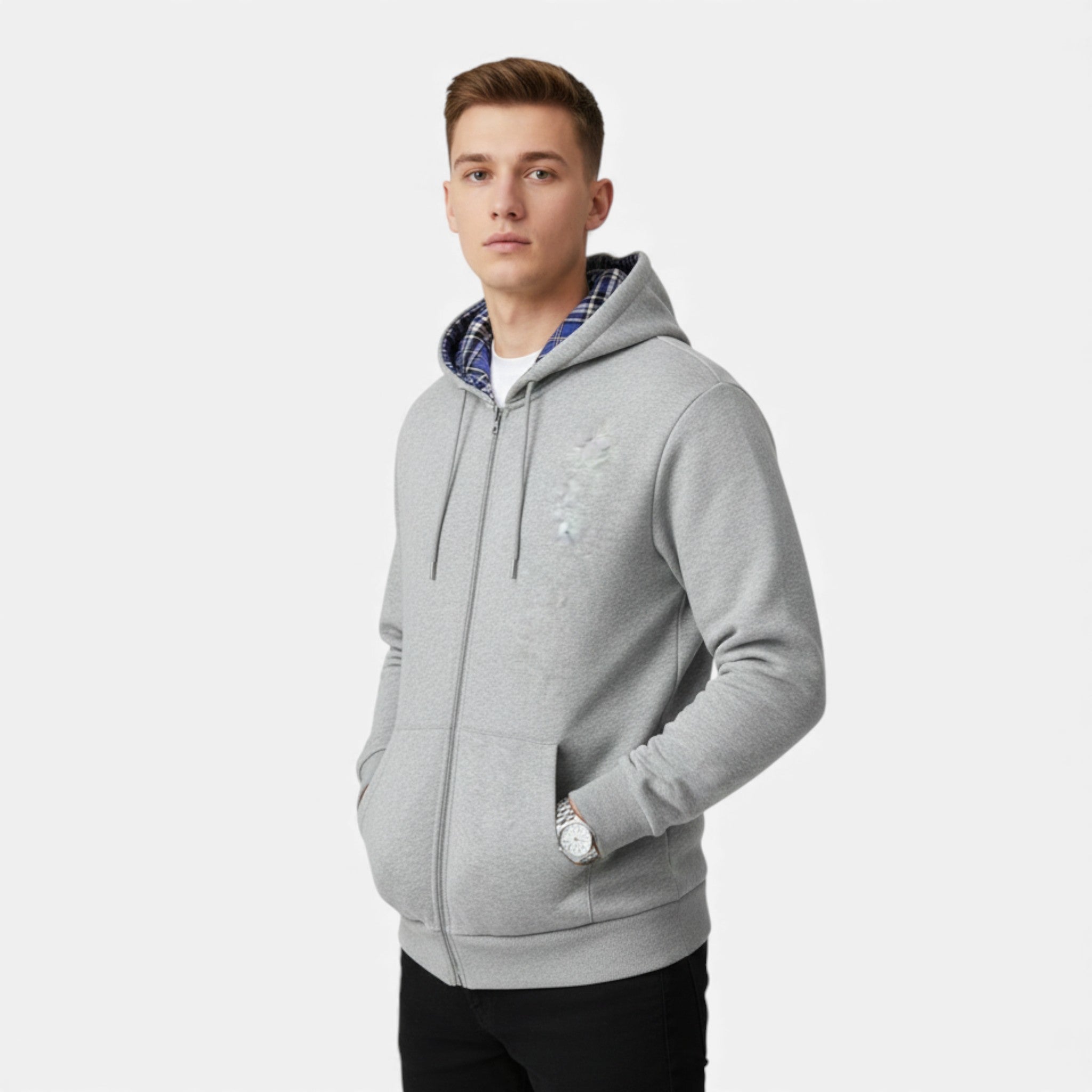 Kozori | Two-in-One Reversible Plaid Hooded Sweatshirt – Oversized Unisex Jacket
