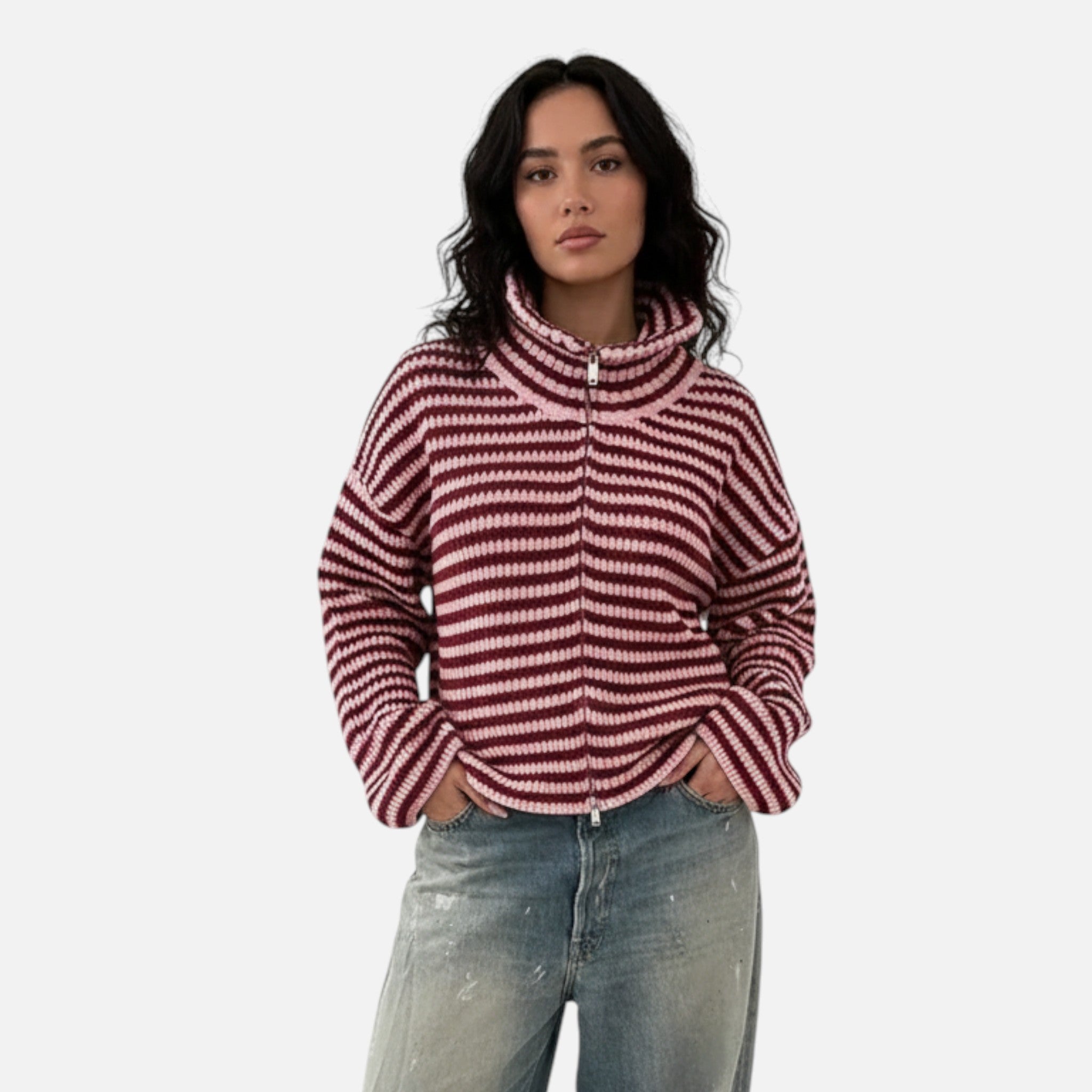 Kozori | Women’s Long-Sleeve Zipper Knit Cardigan