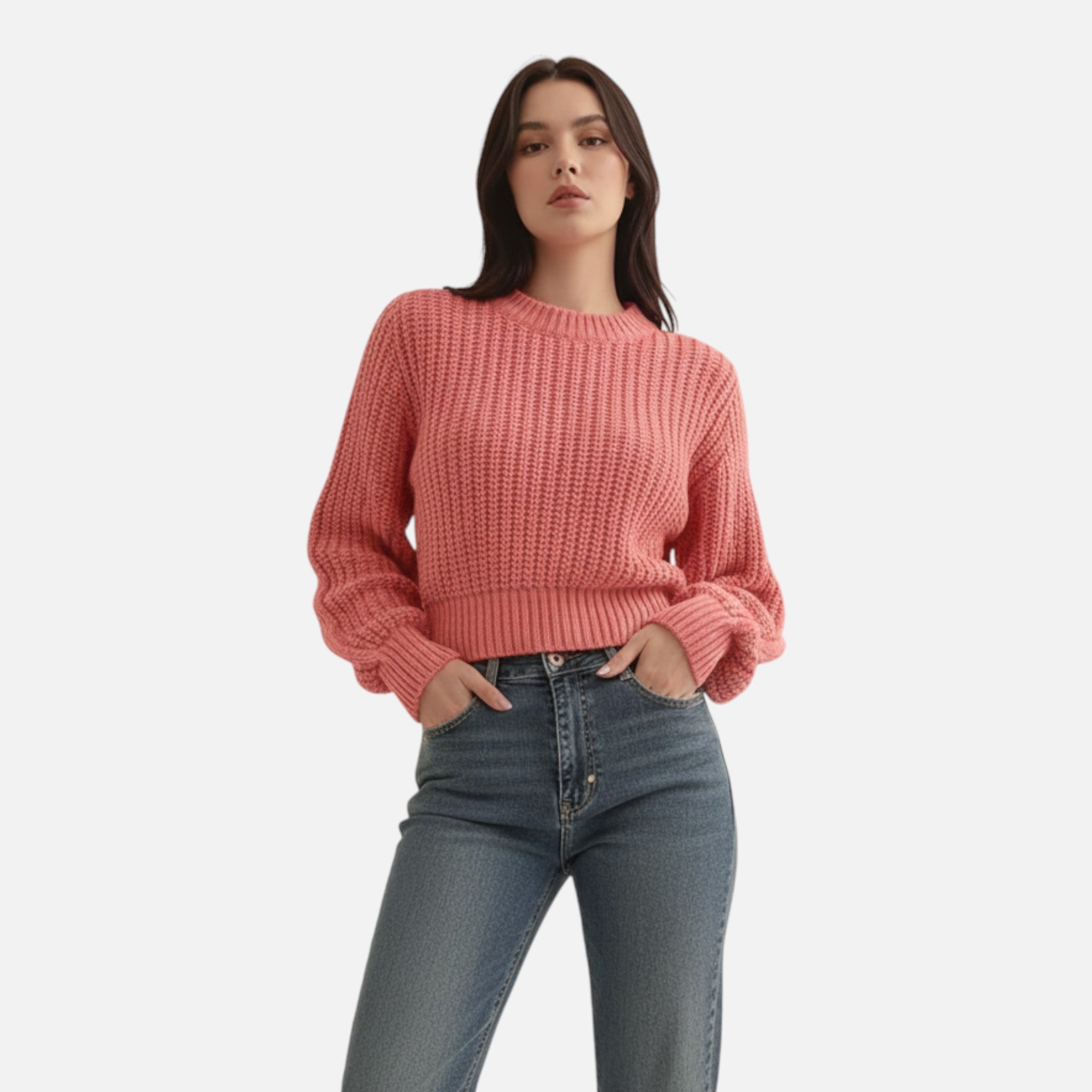 Kozori | Women’s Elegant Brown Knit Sweater