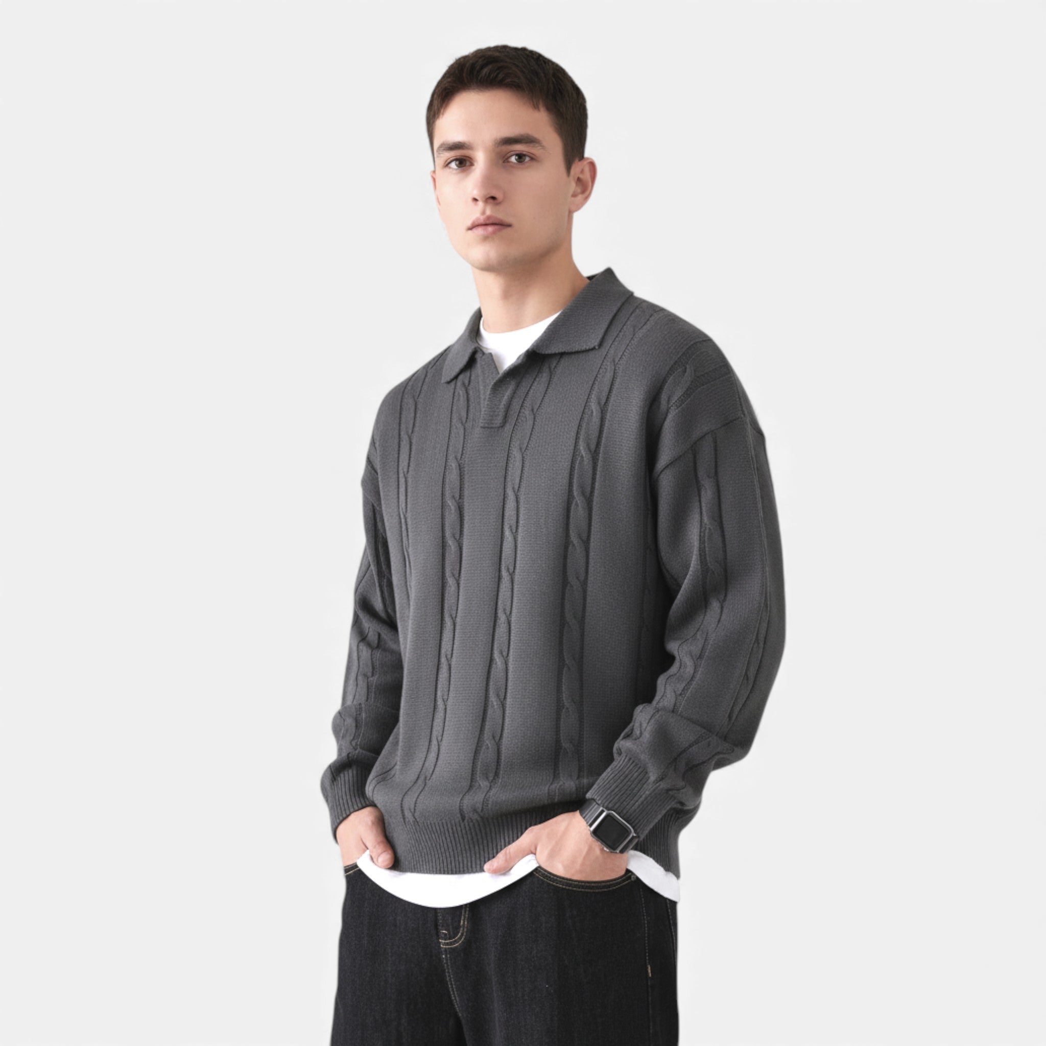 Kozori | Men’s Cable-Knit Long Sleeve Pullover