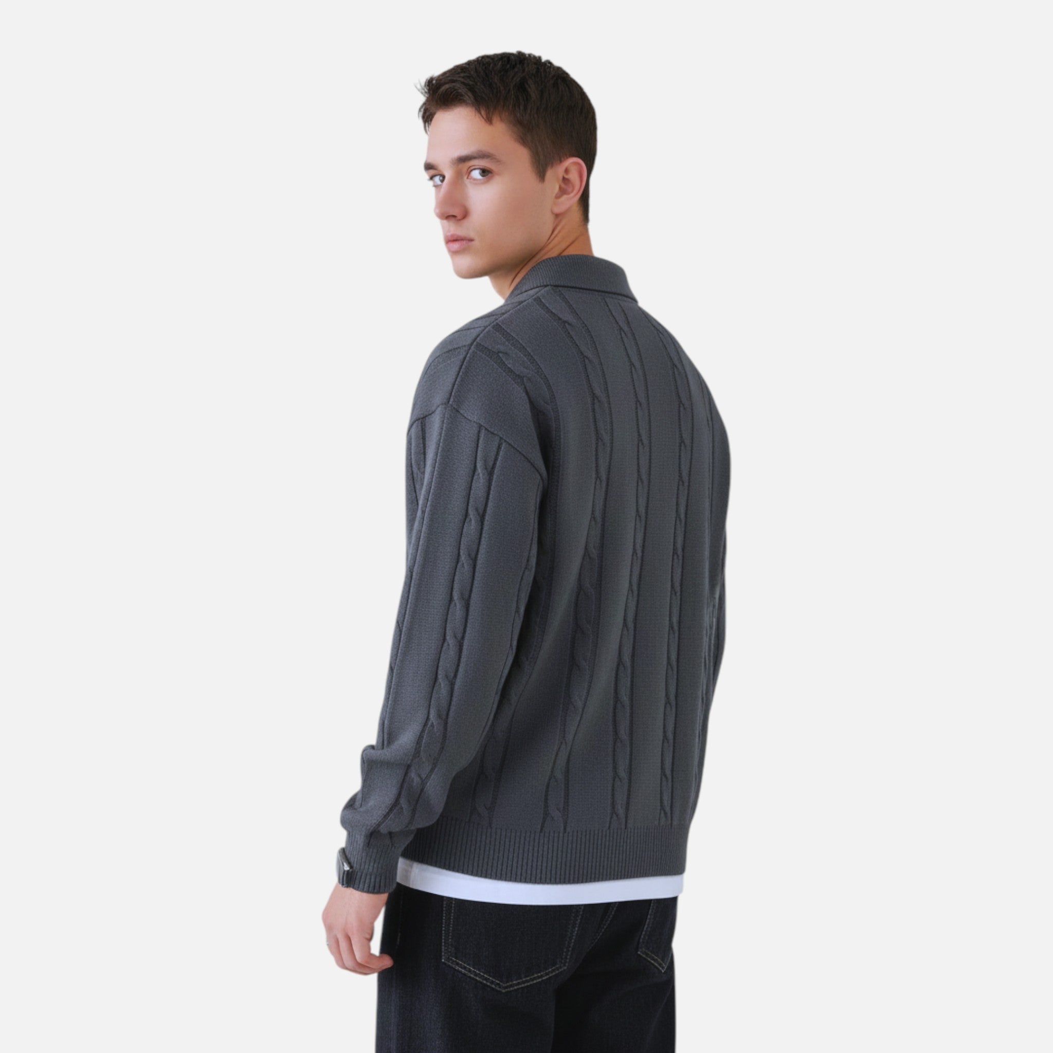 Kozori | Men’s Cable-Knit Long Sleeve Pullover