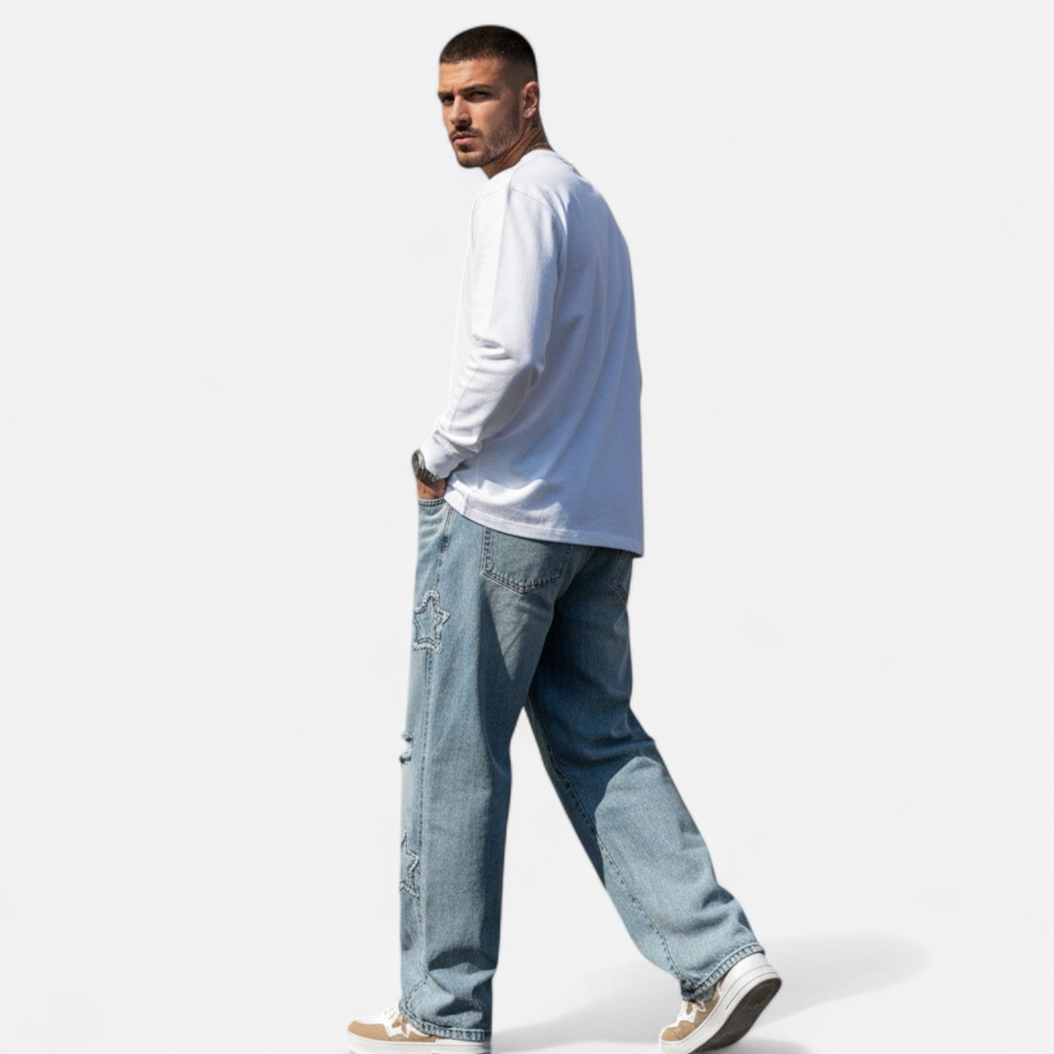 Kozori | Men’s Stars Patchwork Street Denim