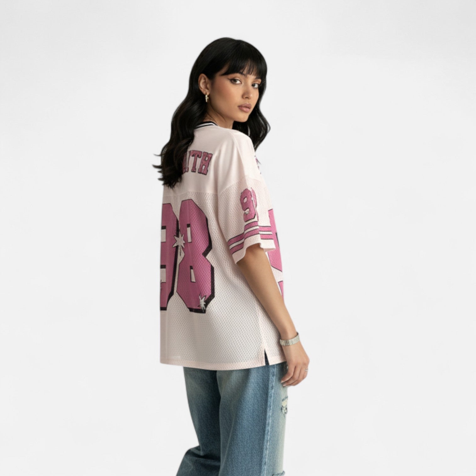 Kozori | Pink & White Mesh Street T-Shirt