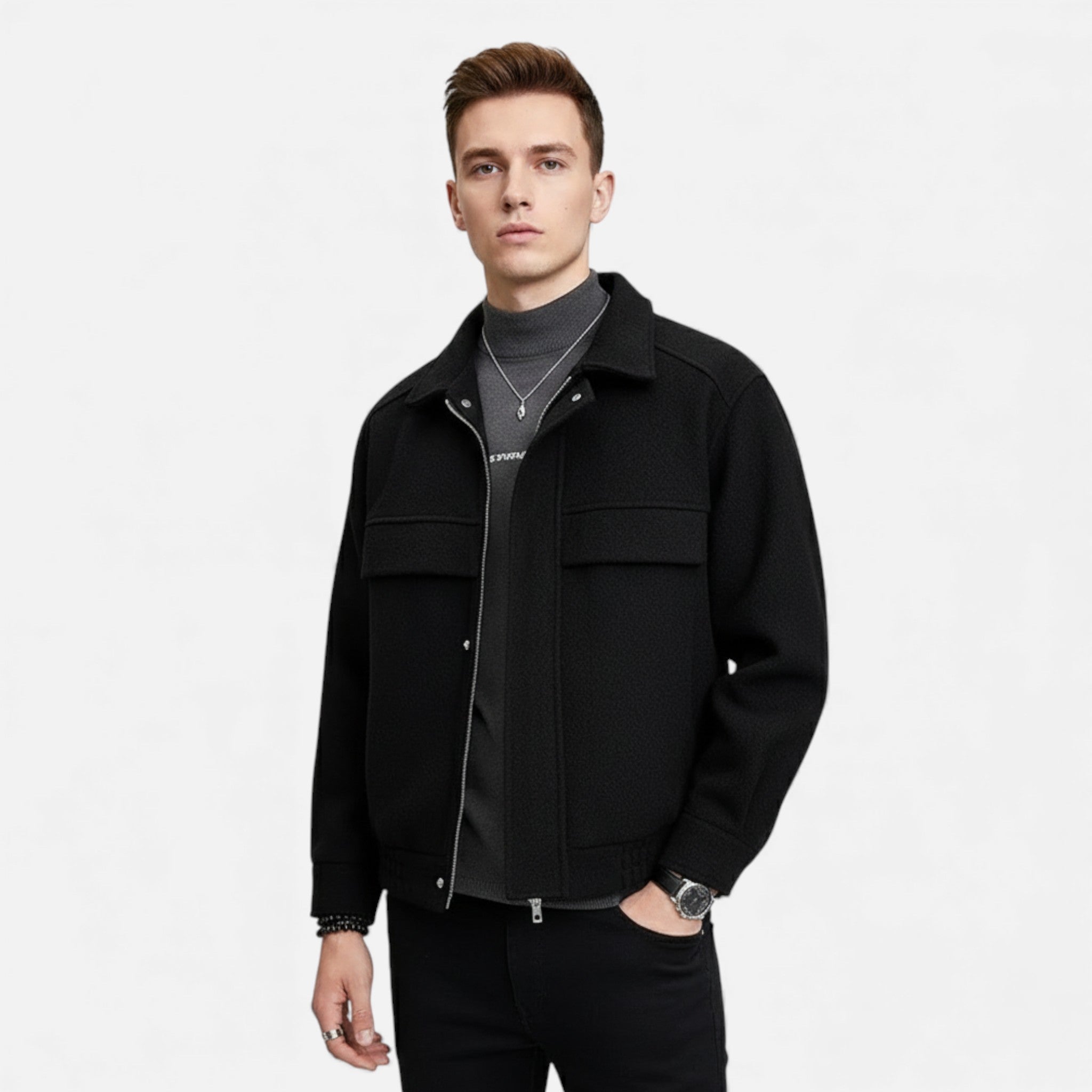 Kozori | Men’s Elegant Woolen Collared Jacket