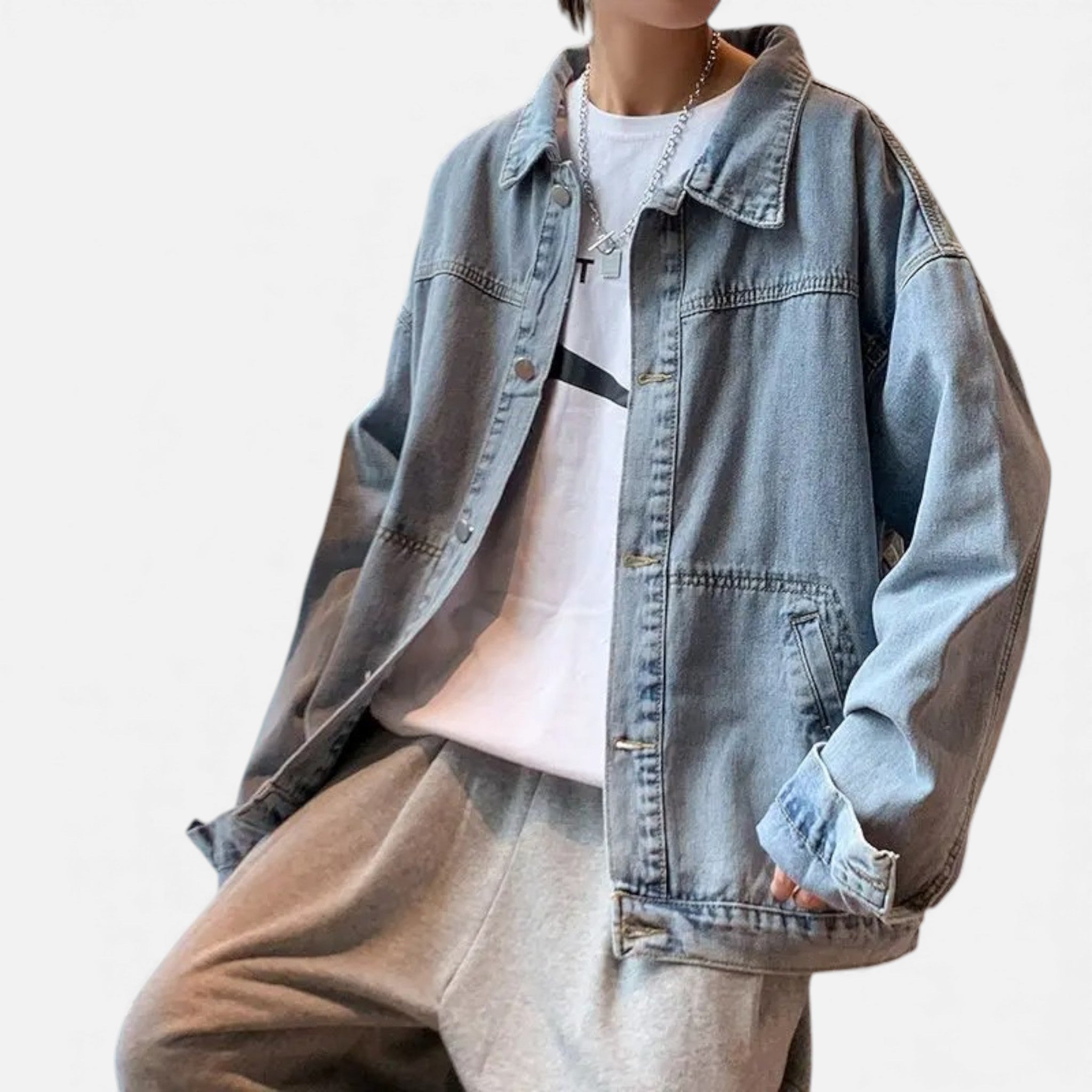 Kozori Mode | Men’s Structured Denim Jacket – Modern Ivy Elegance