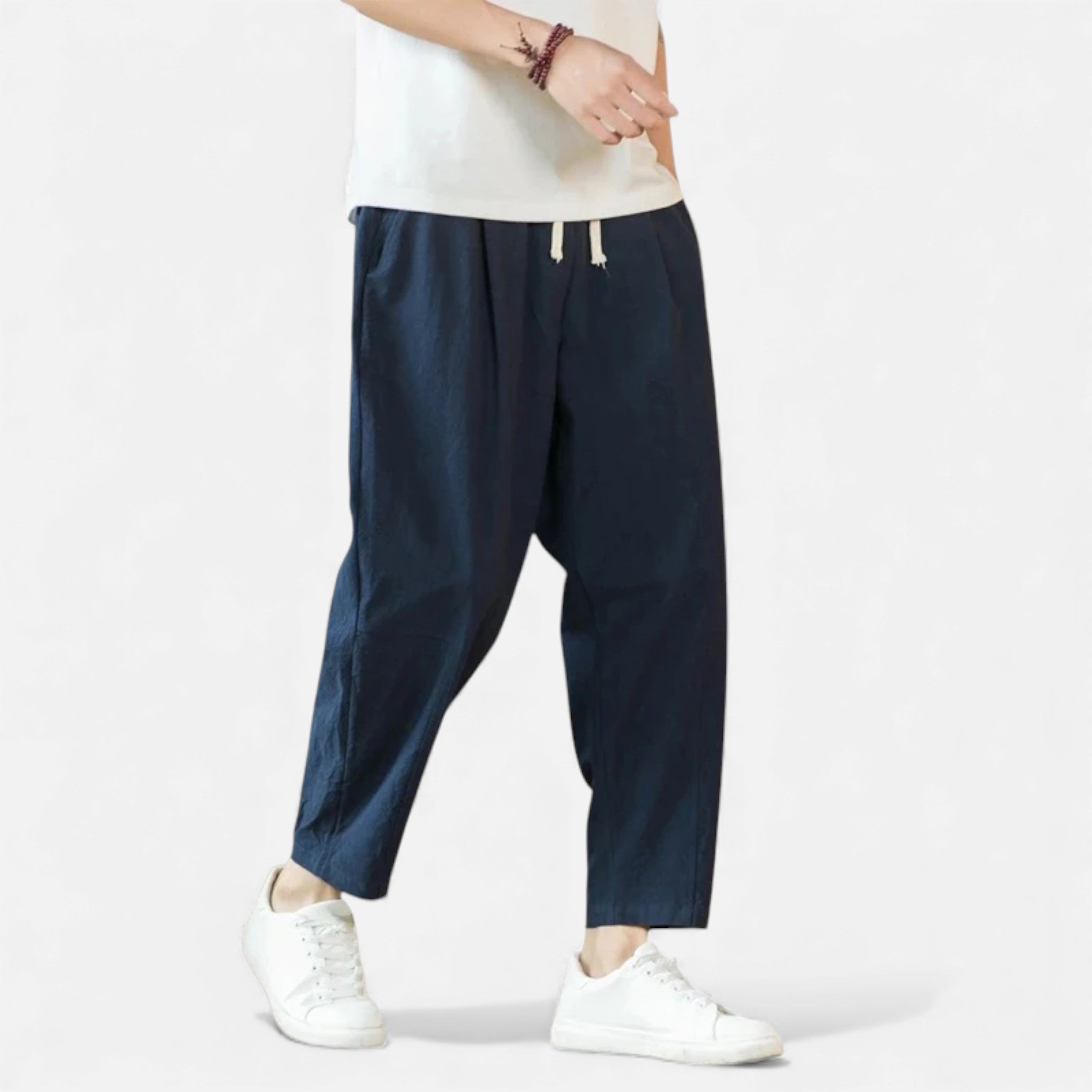 Kozori | Men’s Cotton-Linen Loose Drawstring Pants