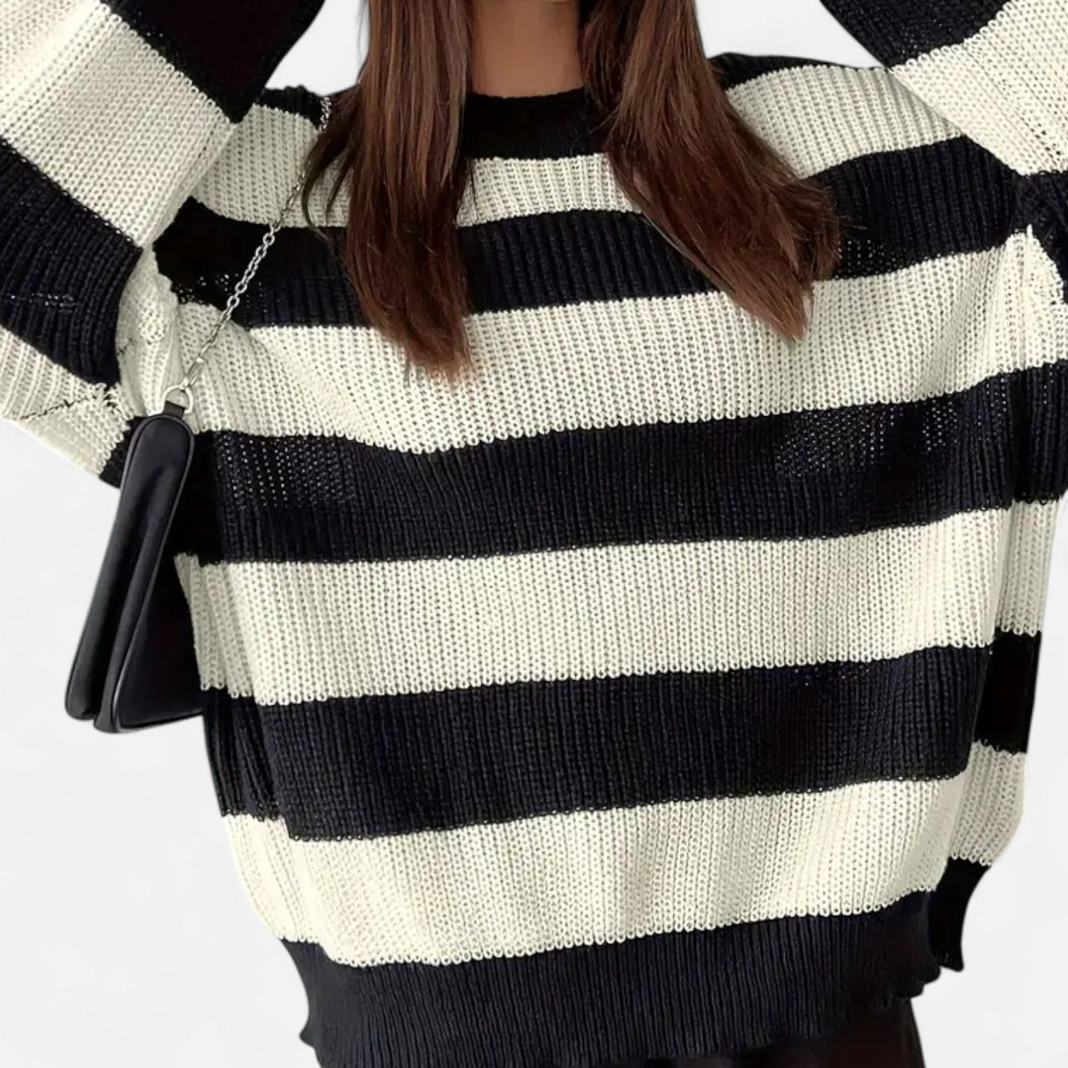Kozori | Women’s Striped Drop Shoulder Sweater