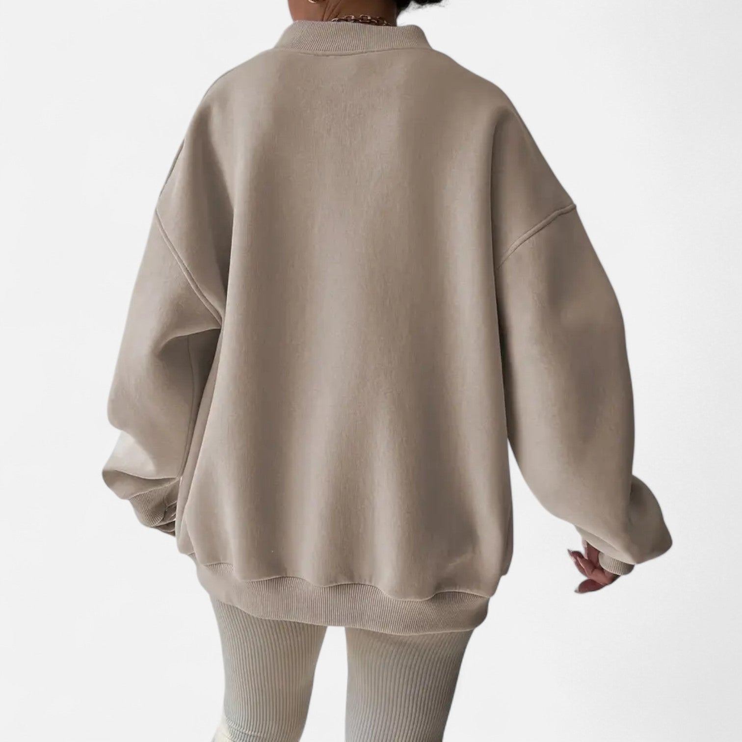 Kozori | Women’s Solid V-Neck Oversize Sweatshirt