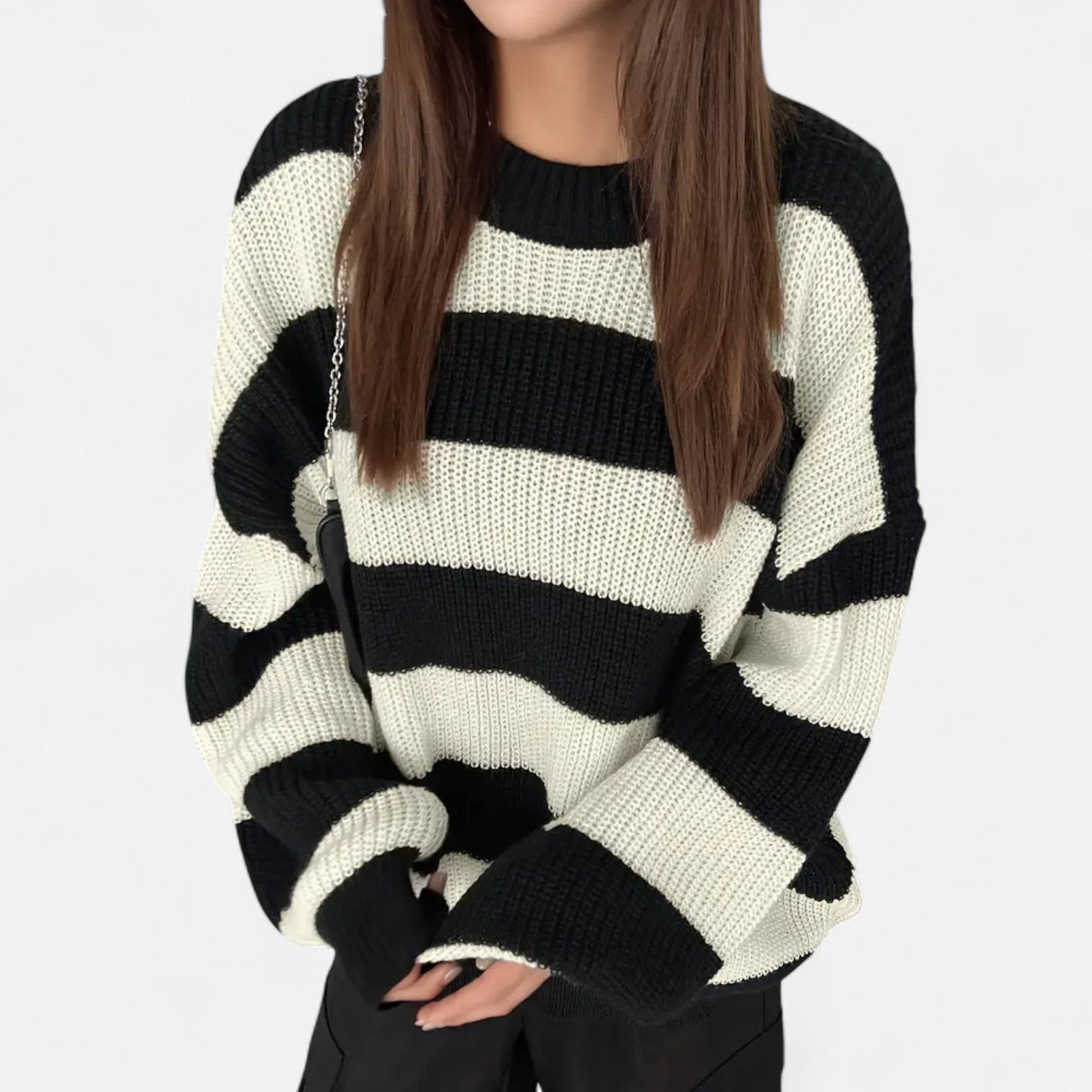 Kozori | Women’s Striped Drop Shoulder Sweater