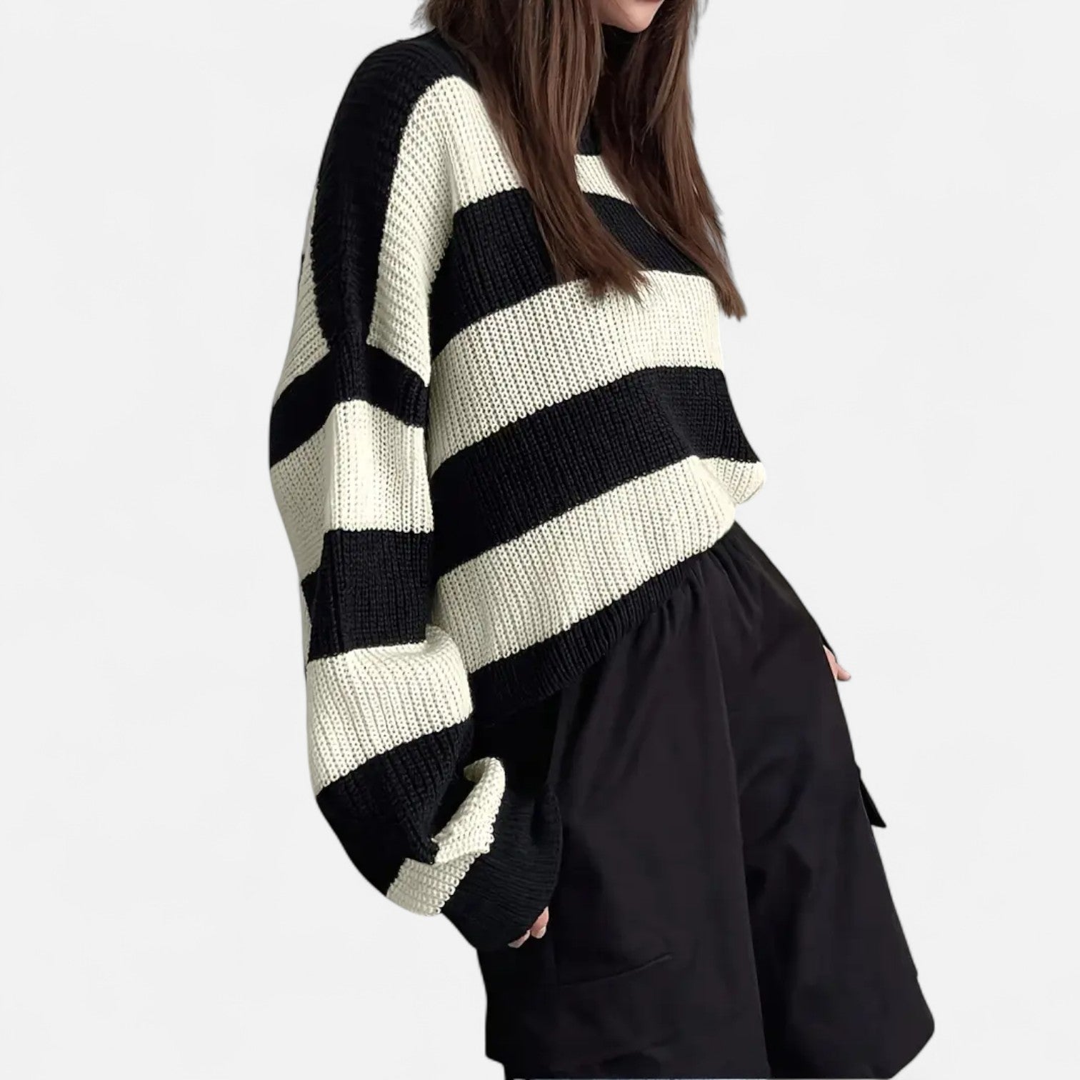 Kozori | Women’s Striped Drop Shoulder Sweater