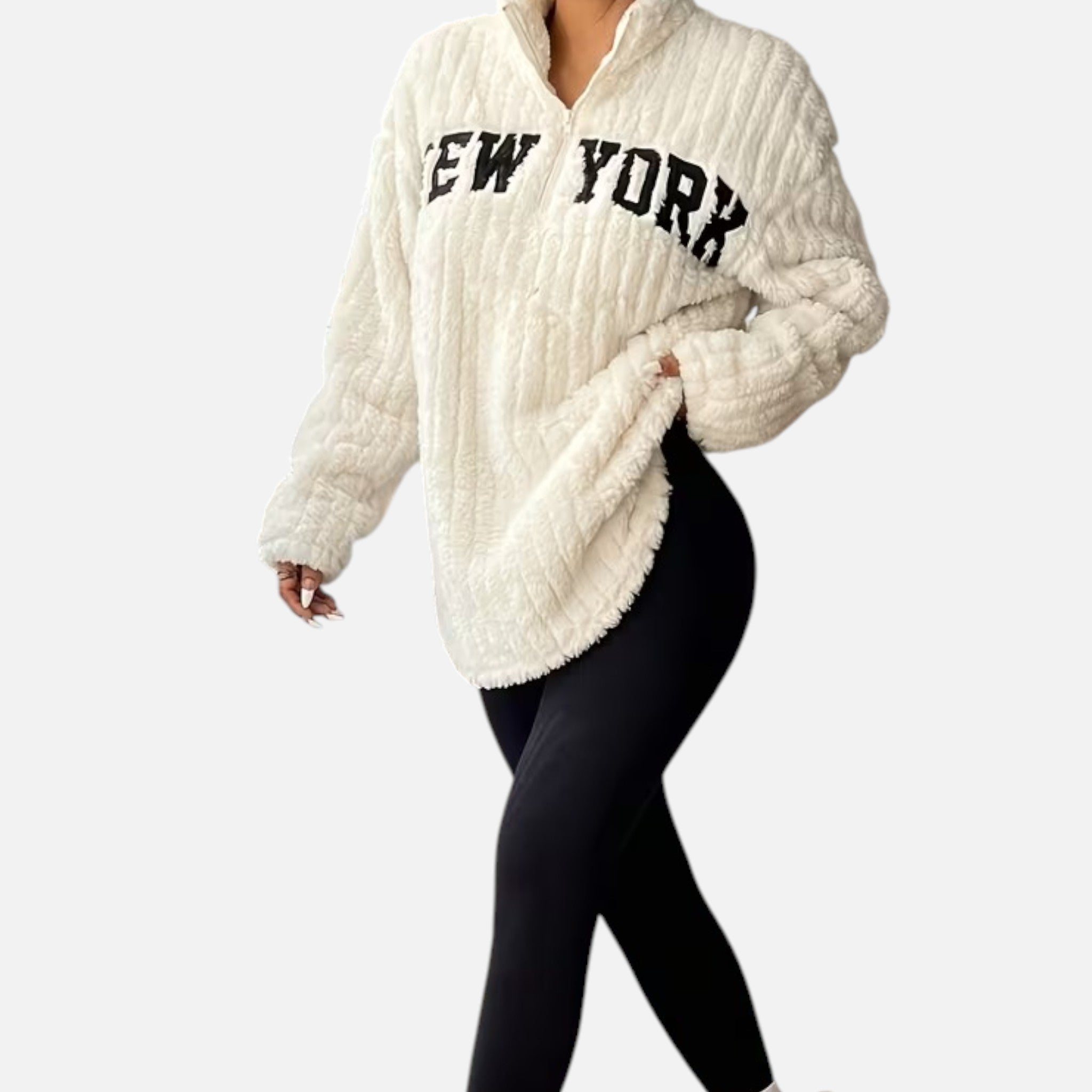 Kozori | Women’s Embroidered Fleece Stand Collar Pullover