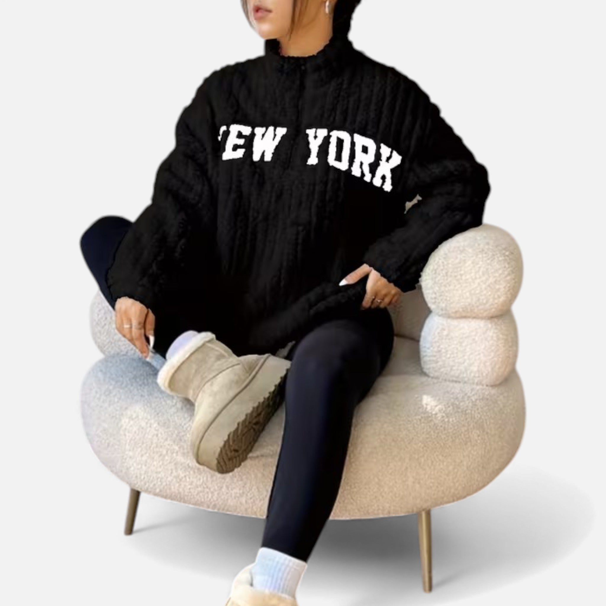 Kozori | Women’s Embroidered Fleece Stand Collar Pullover