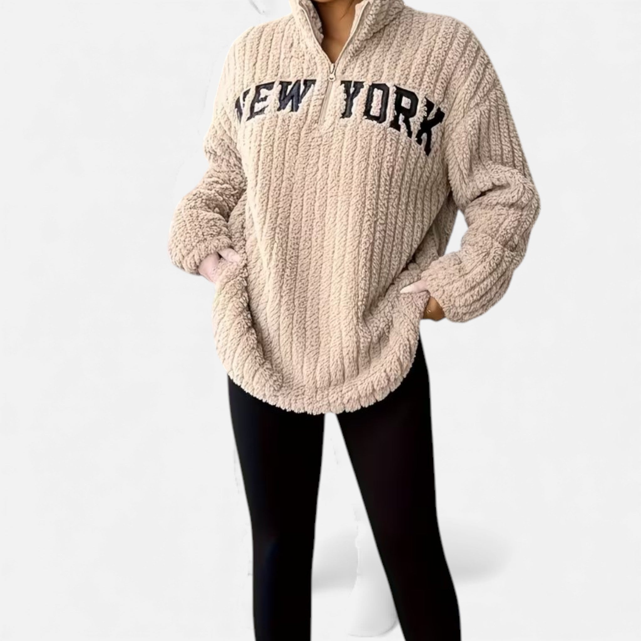 Kozori | Women’s Embroidered Fleece Stand Collar Pullover