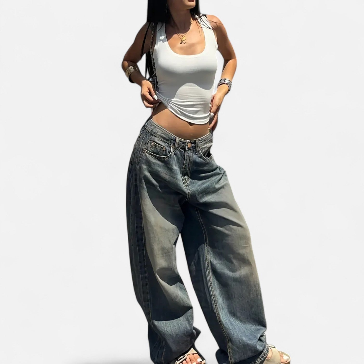 Kozori | Women’s Vintage Washed Baggy Jeans
