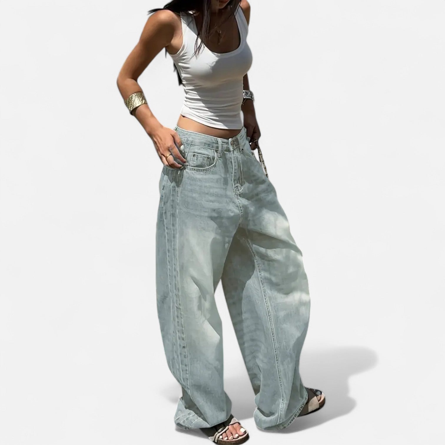 Kozori | Women’s Vintage Washed Baggy Jeans