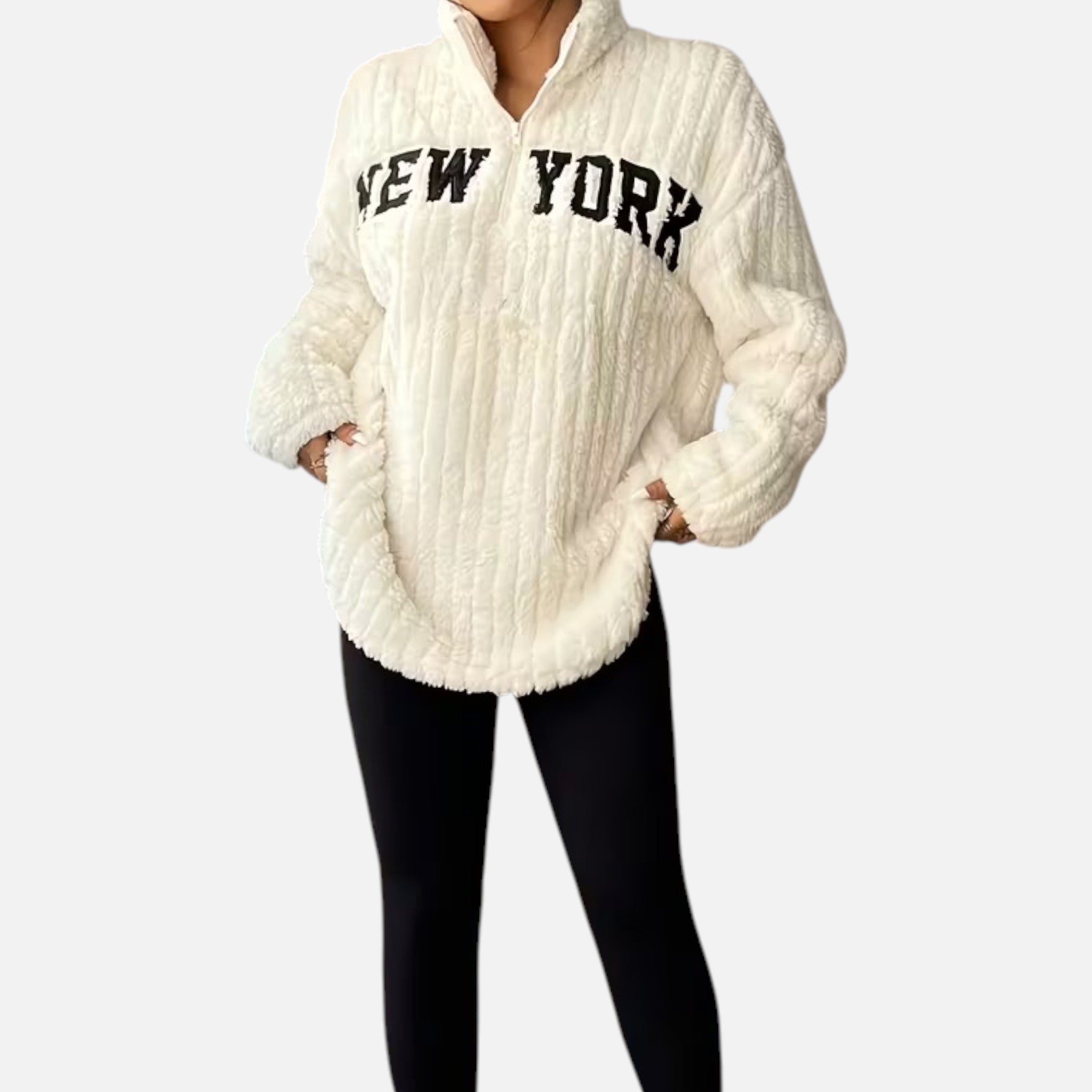 Kozori | Women’s Embroidered Fleece Stand Collar Pullover