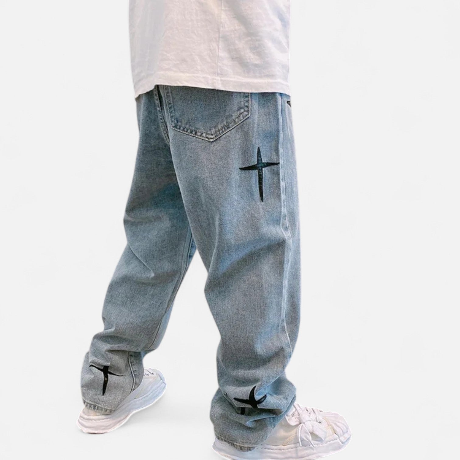 Kozori | X Prints Baggy Wide Leg Denim Jeans