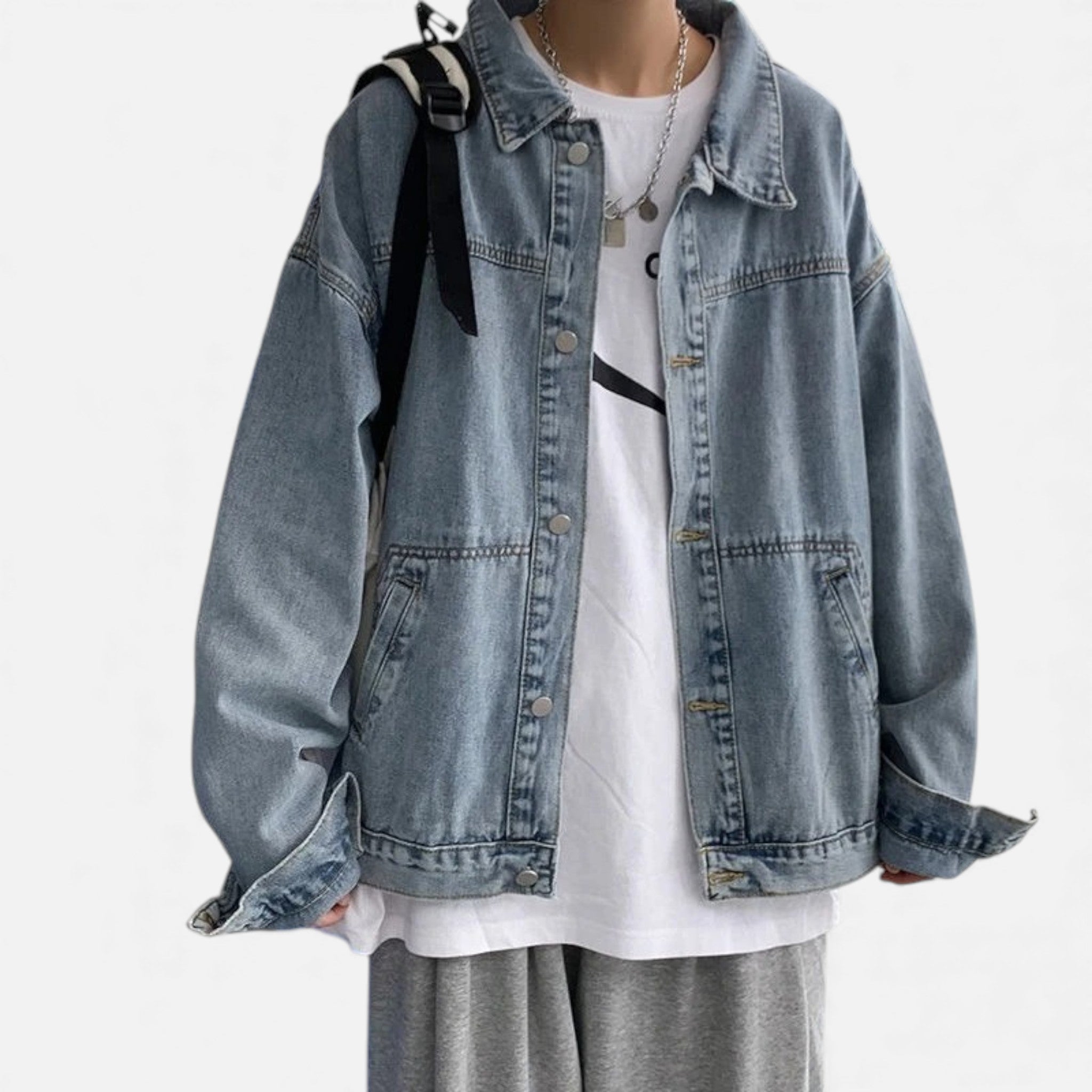 Kozori Mode | Men’s Structured Denim Jacket – Modern Ivy Elegance