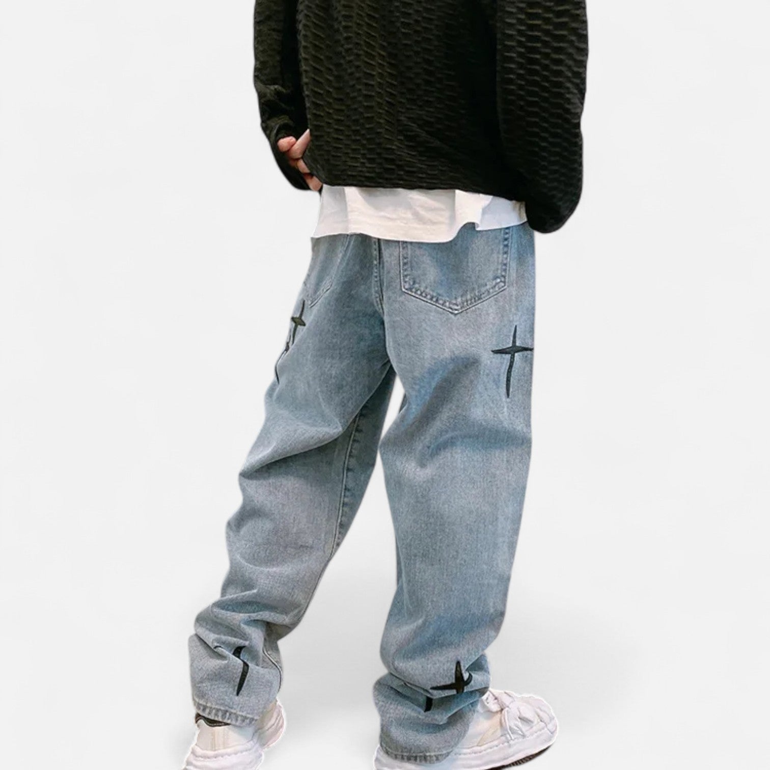 Kozori | X Prints Baggy Wide Leg Denim Jeans