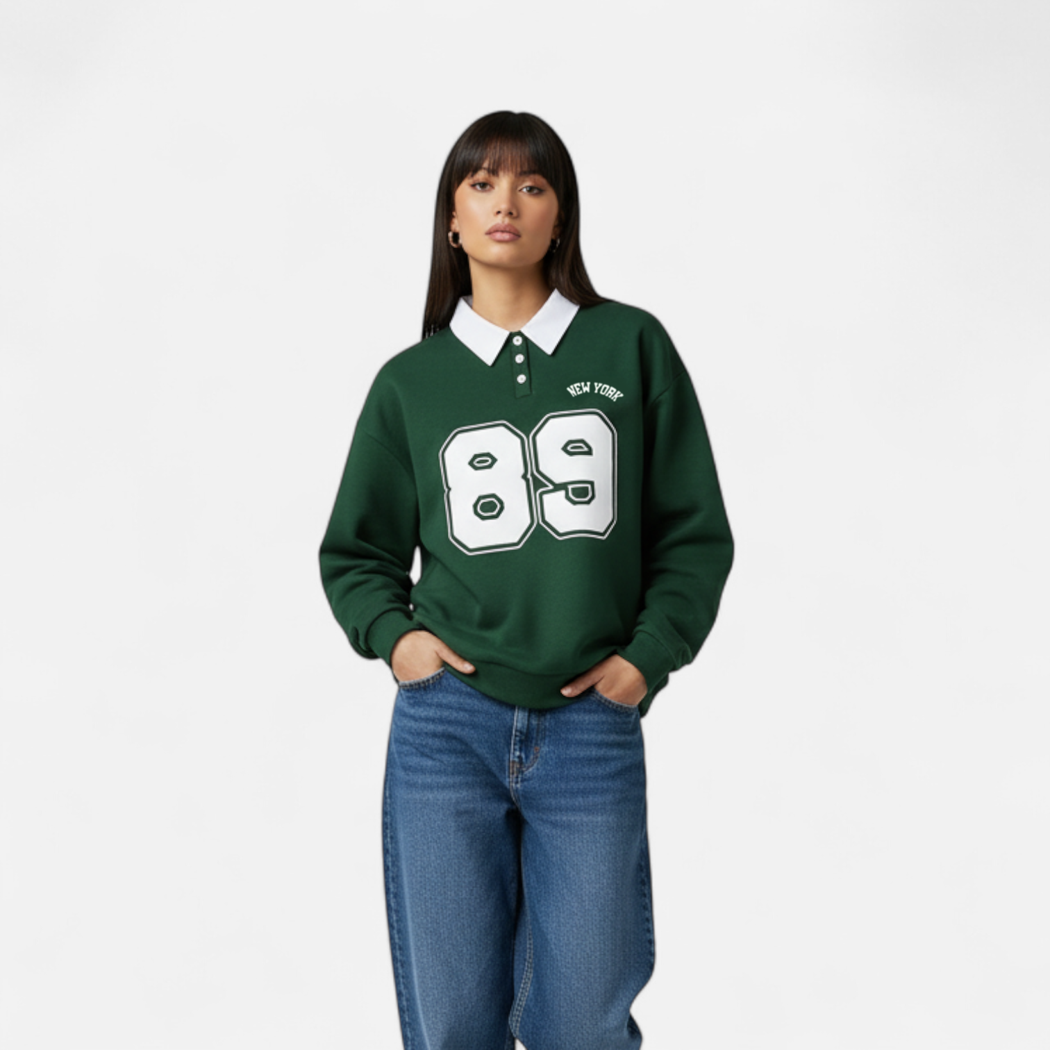 Kozori | Women’s Button-Front Collar Sweatshirt
