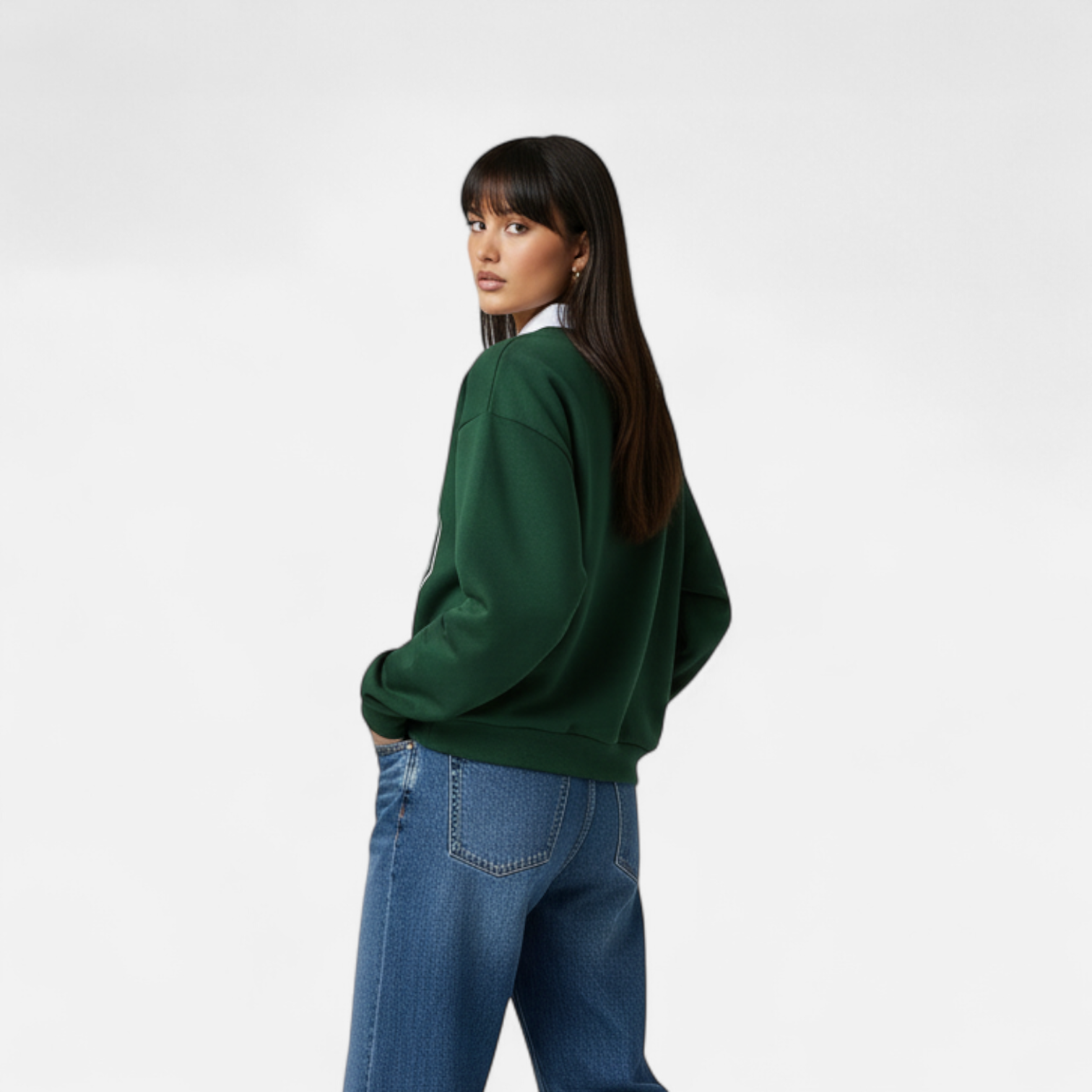 Kozori | Women’s Button-Front Collar Sweatshirt