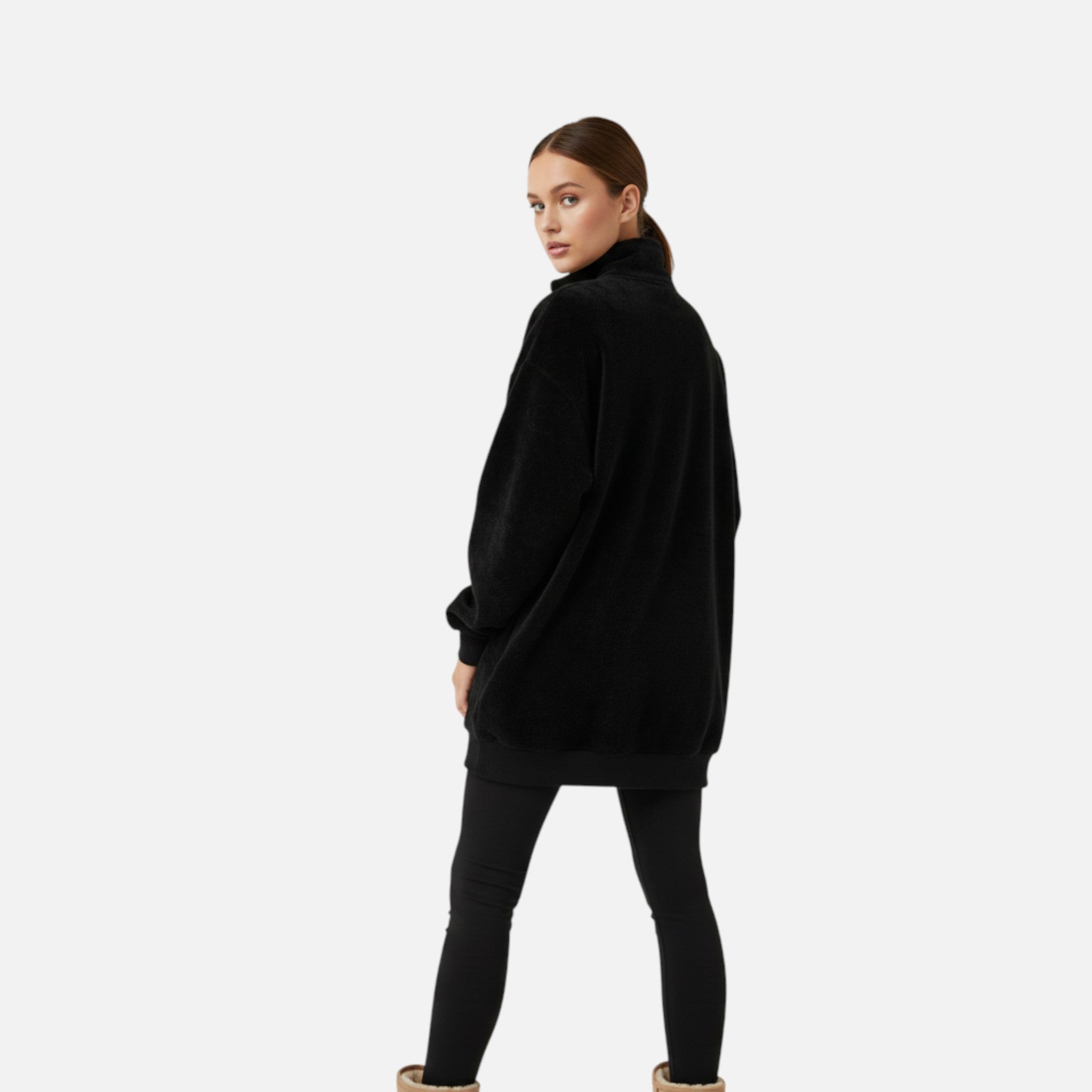 Kozori | Women’s Embroidered Fleece Stand Collar Pullover