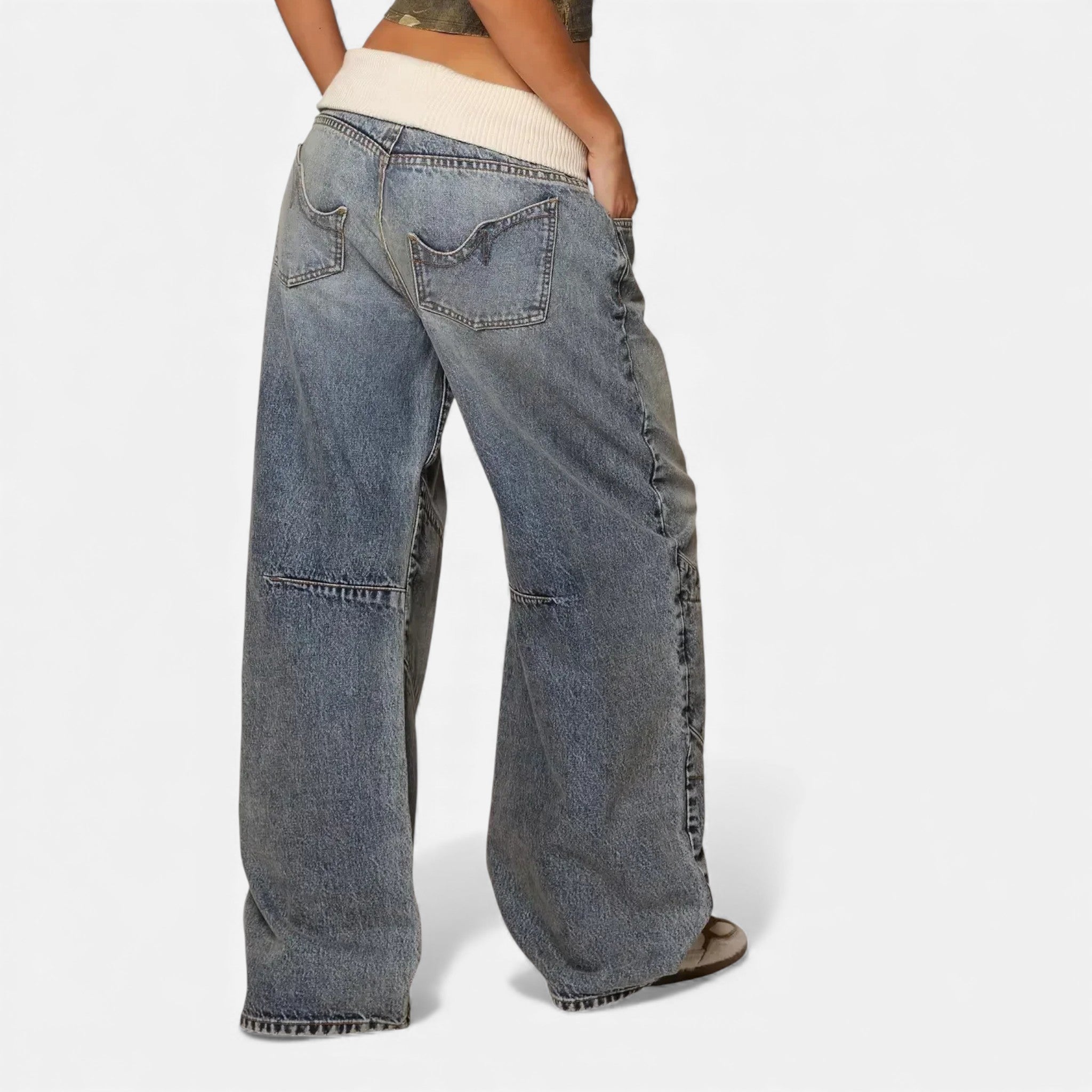 Kozori | Women’s Light Blue Spliced Waist Denim