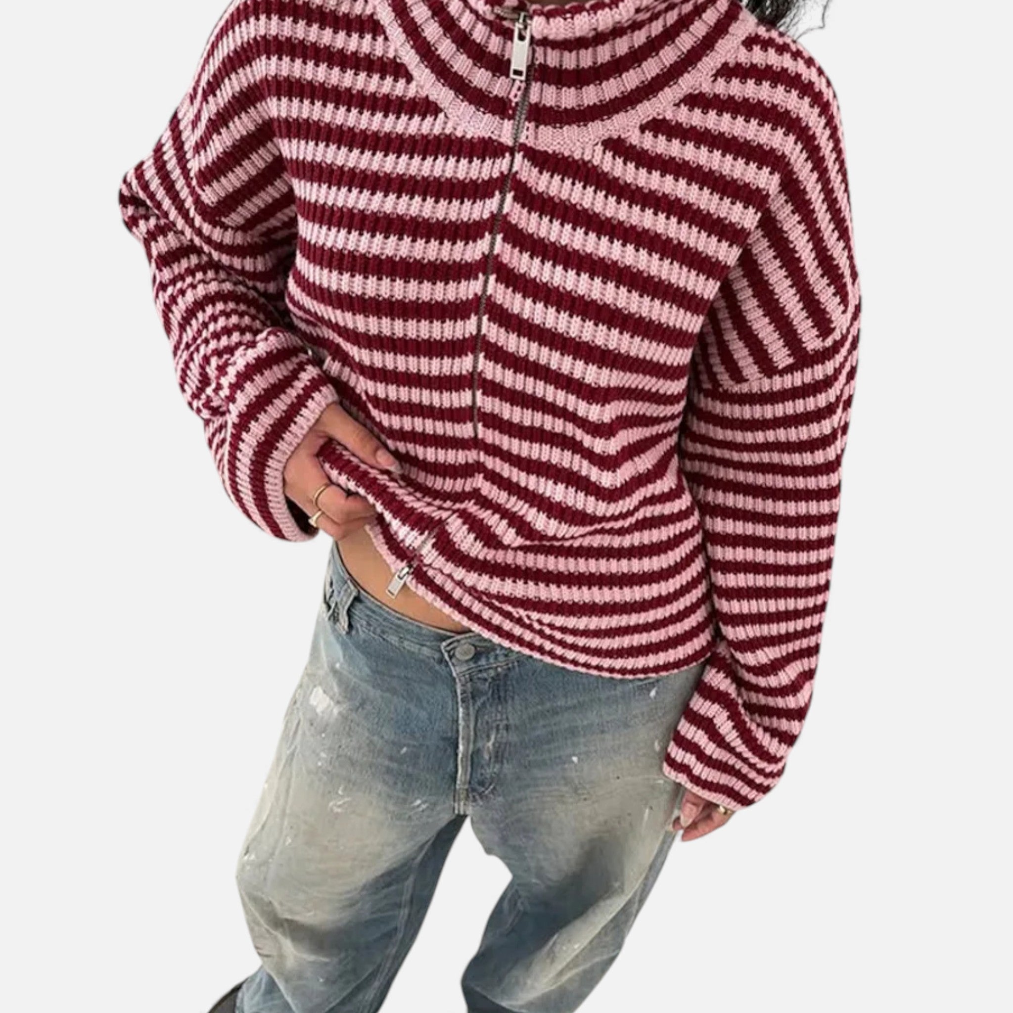 Kozori | Women’s Long-Sleeve Zipper Knit Cardigan