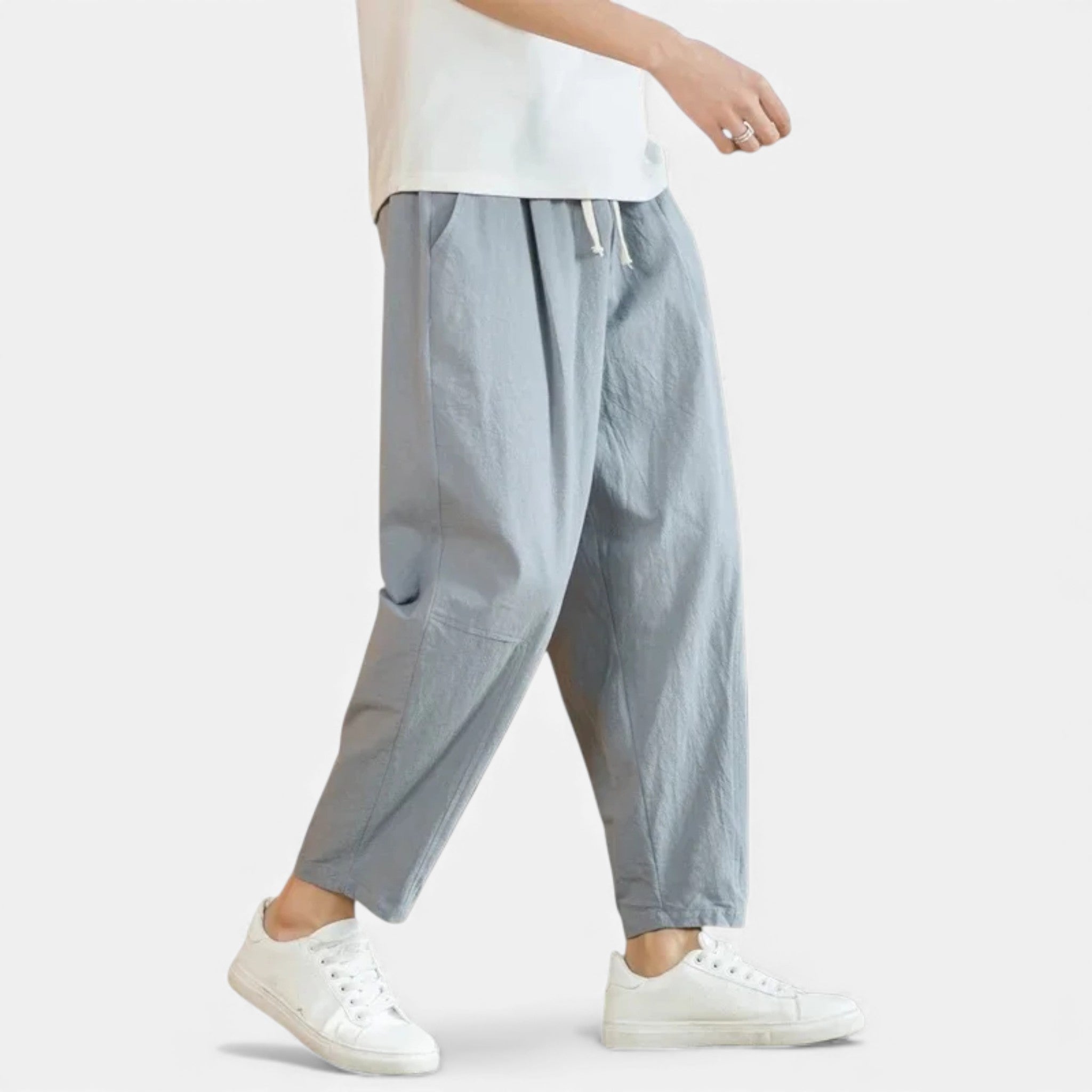 Kozori | Men’s Cotton-Linen Loose Drawstring Pants