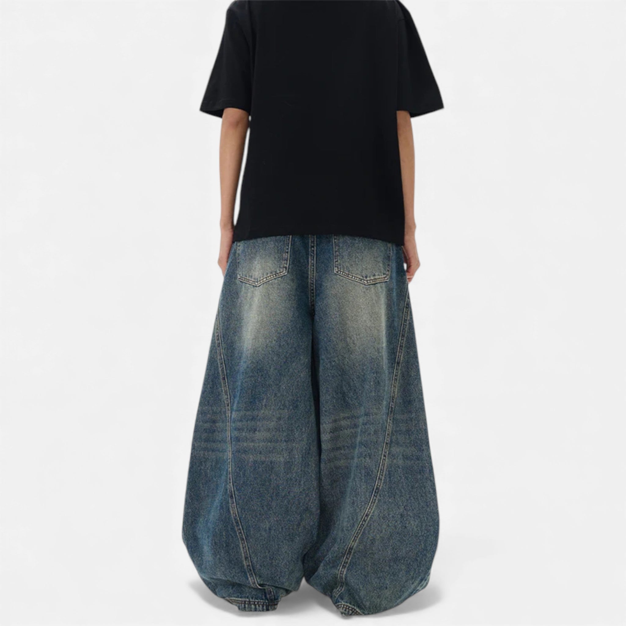 Kozori | Men’s Oversized Wide-Leg Patchwork Denim Jeans