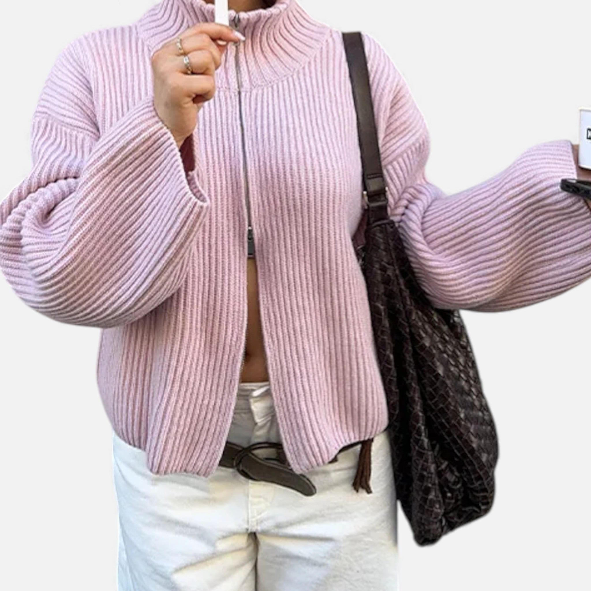 Kozori | Women’s Long-Sleeve Zipper Knit Cardigan