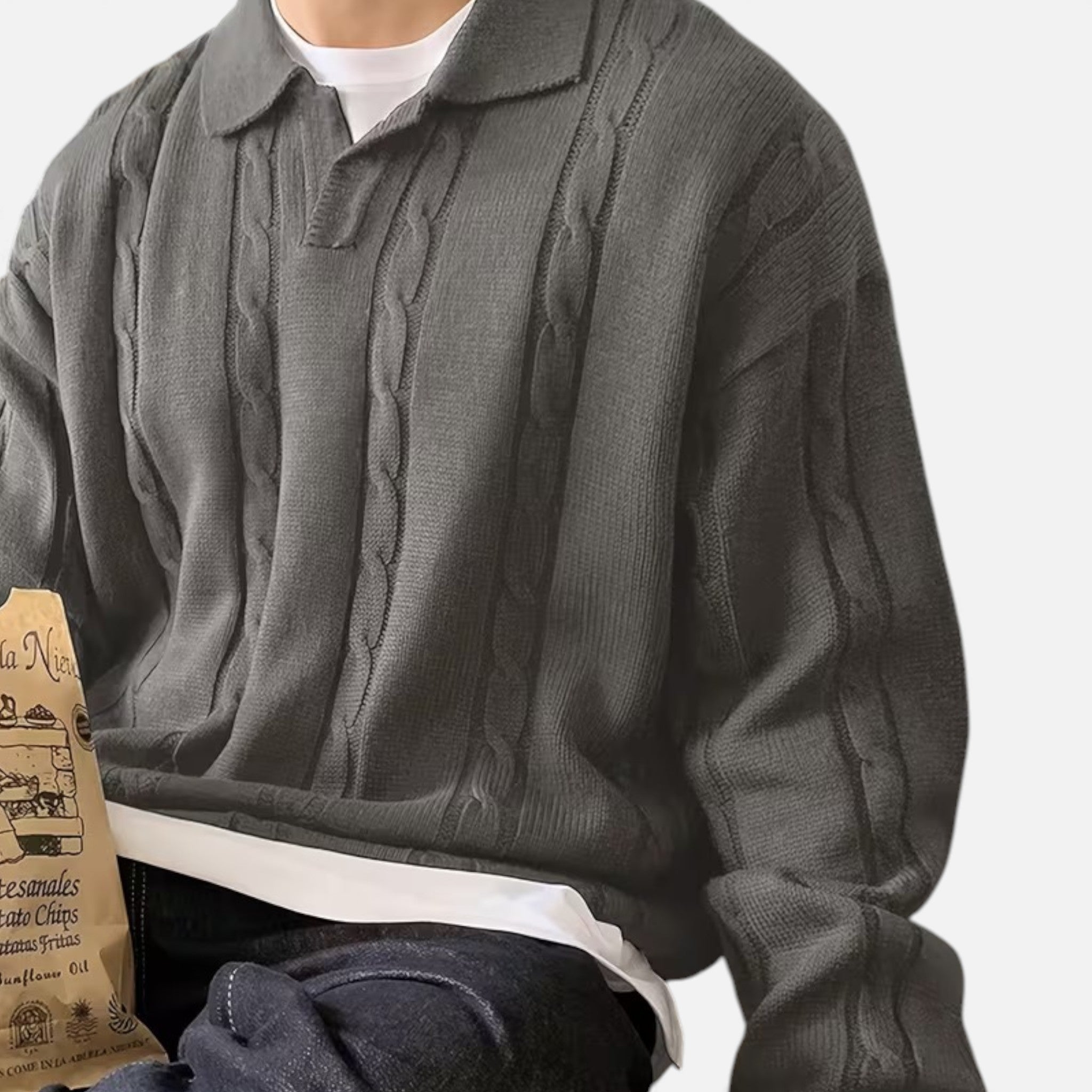 Kozori | Men’s Cable-Knit Long Sleeve Pullover