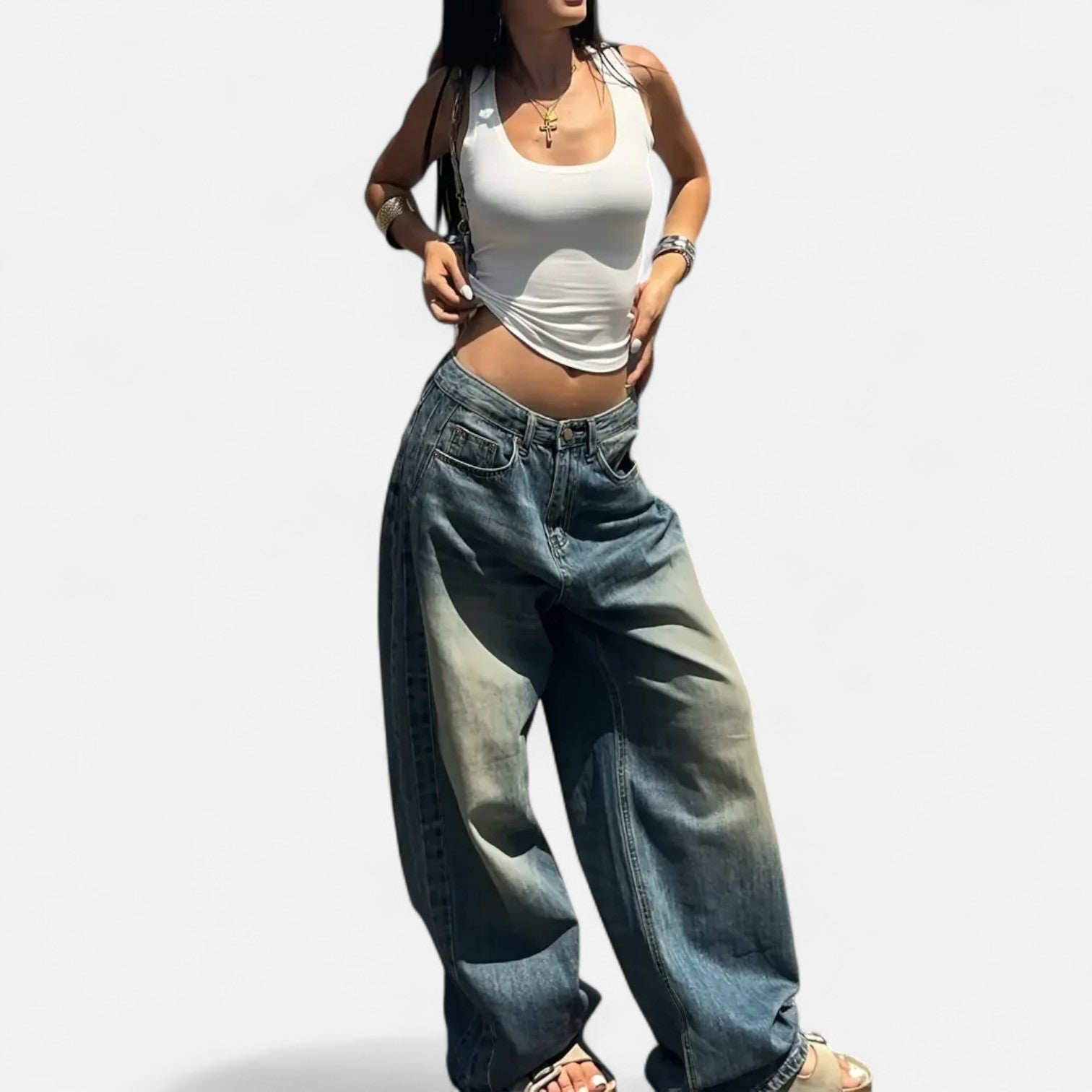 Kozori | Women’s Vintage Washed Baggy Jeans