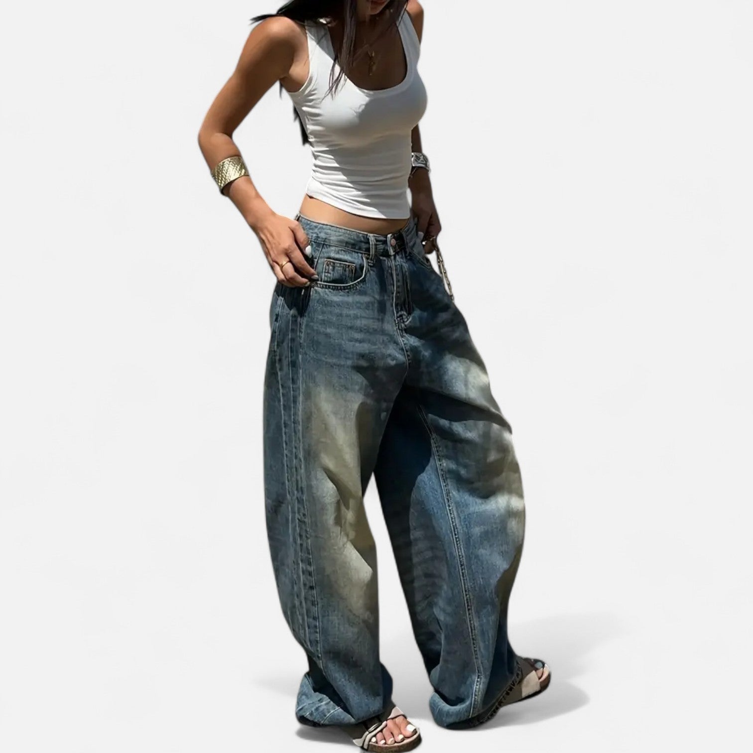 Kozori | Women’s Vintage Washed Baggy Jeans