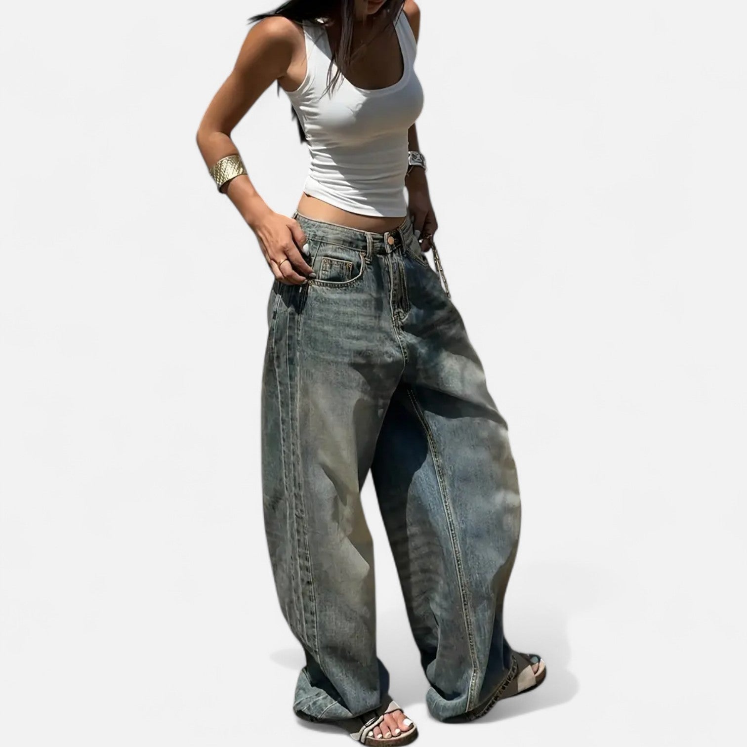Kozori | Women’s Vintage Washed Baggy Jeans