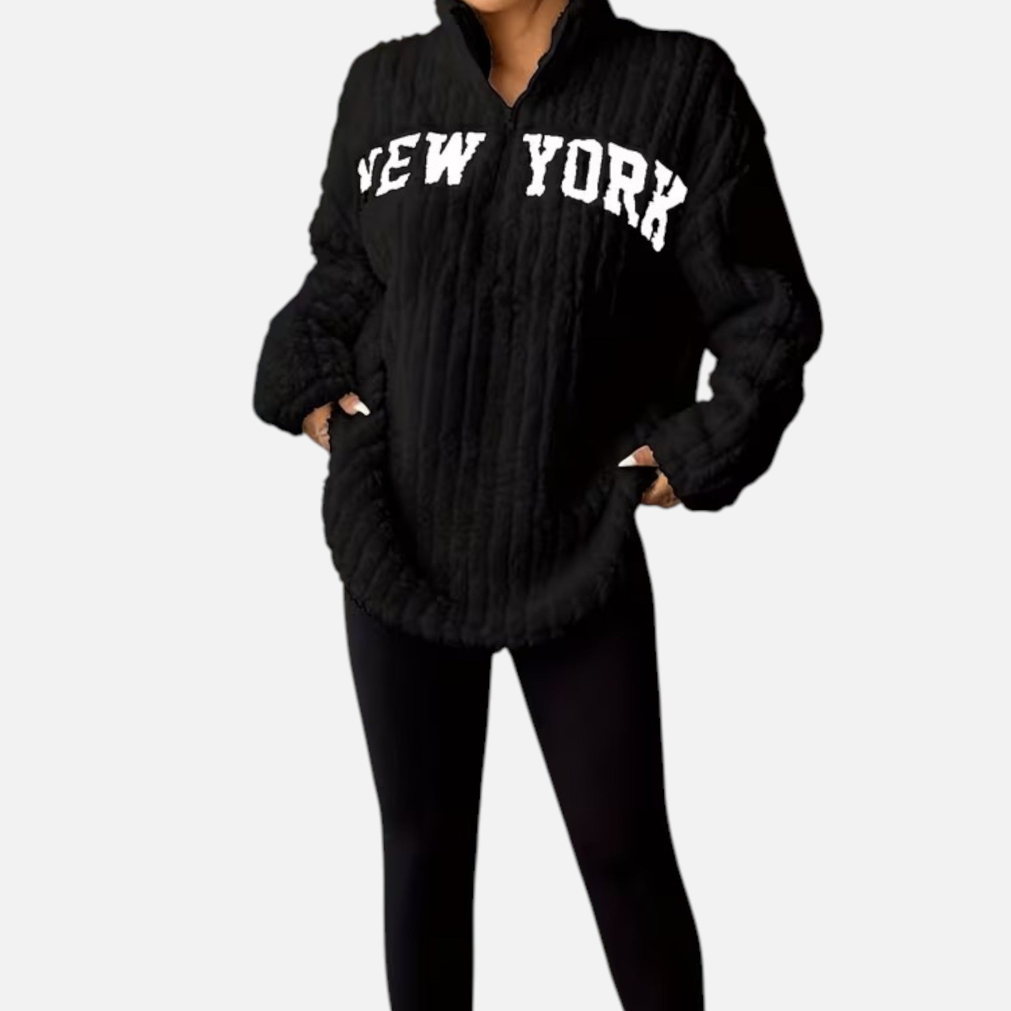 Kozori | Women’s Embroidered Fleece Stand Collar Pullover