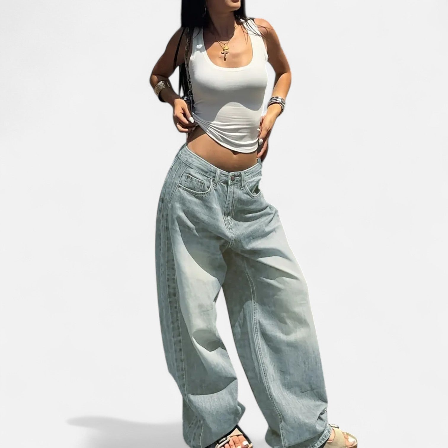 Kozori | Women’s Vintage Washed Baggy Jeans
