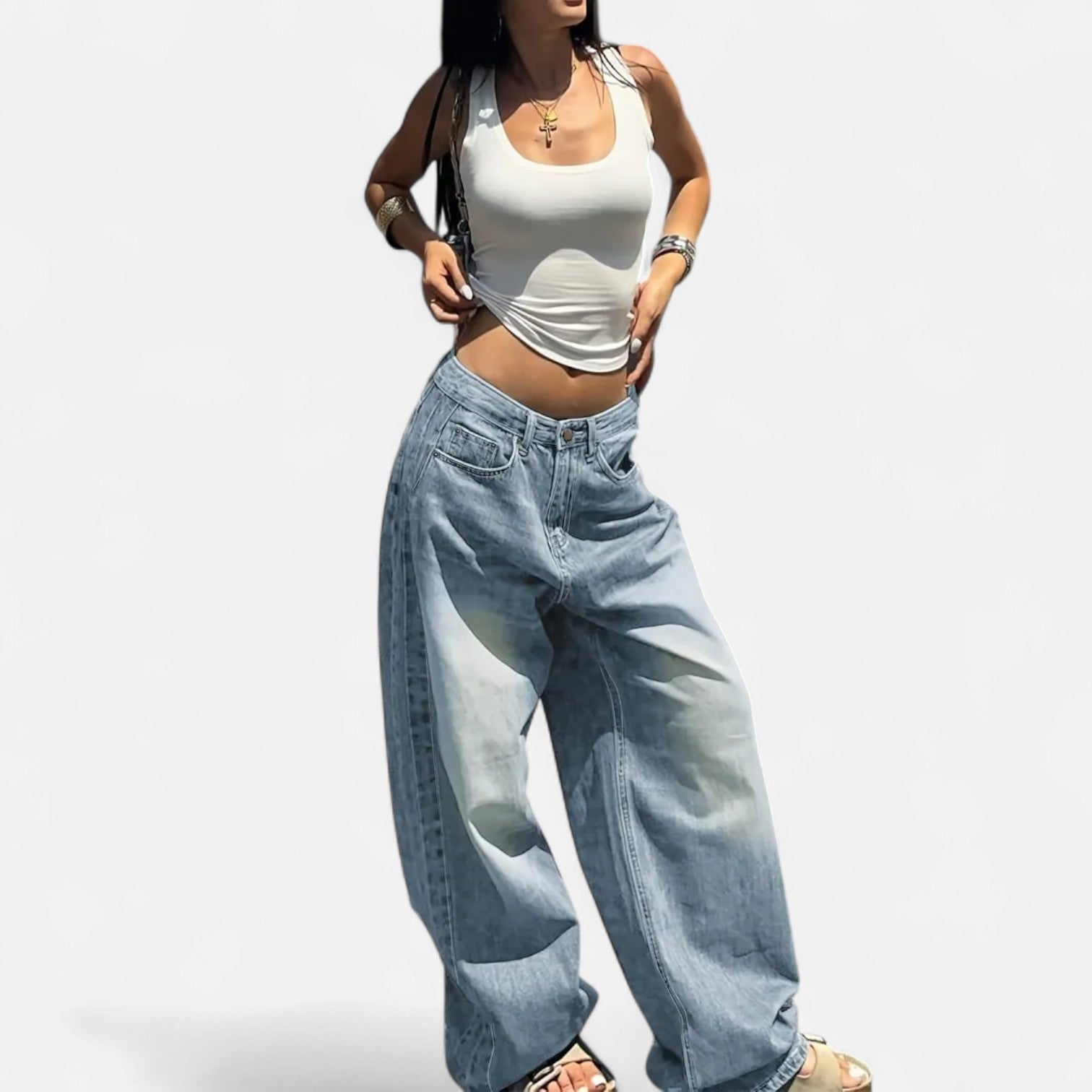 Kozori | Women’s Vintage Washed Baggy Jeans