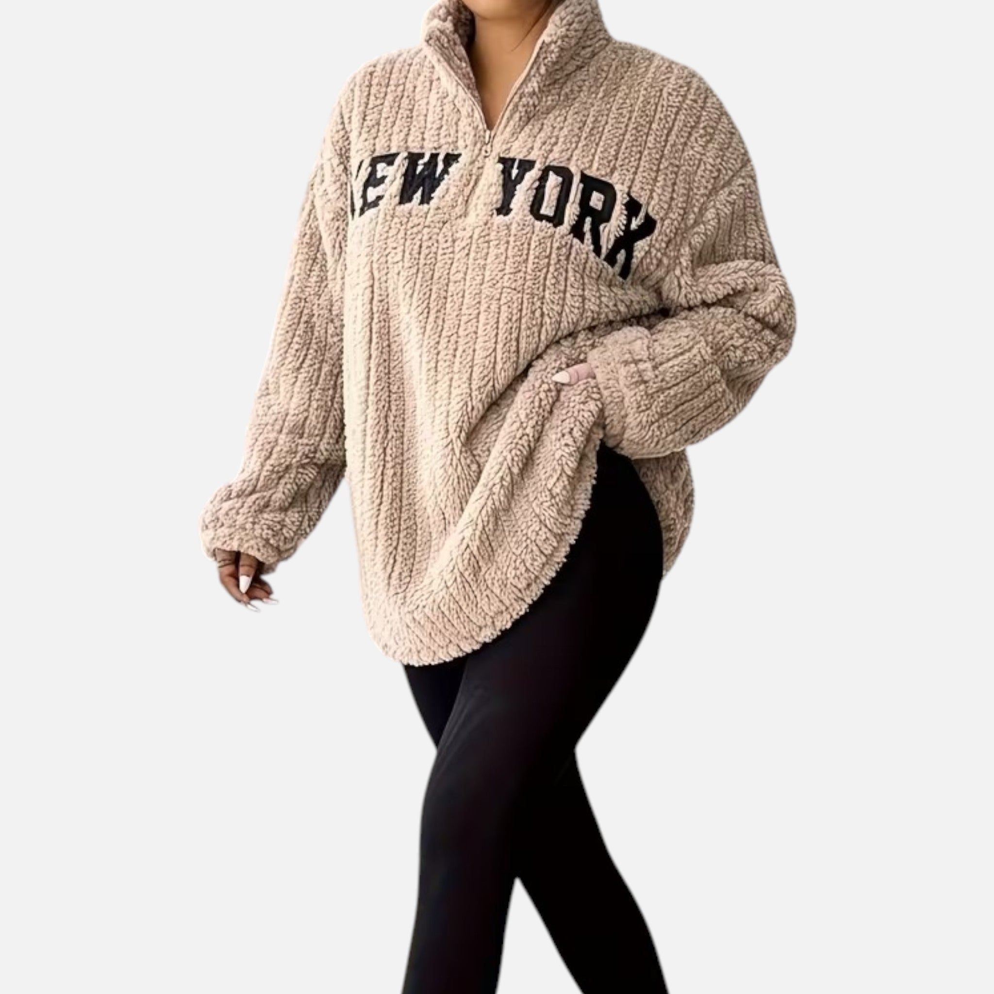 Kozori | Women’s Embroidered Fleece Stand Collar Pullover